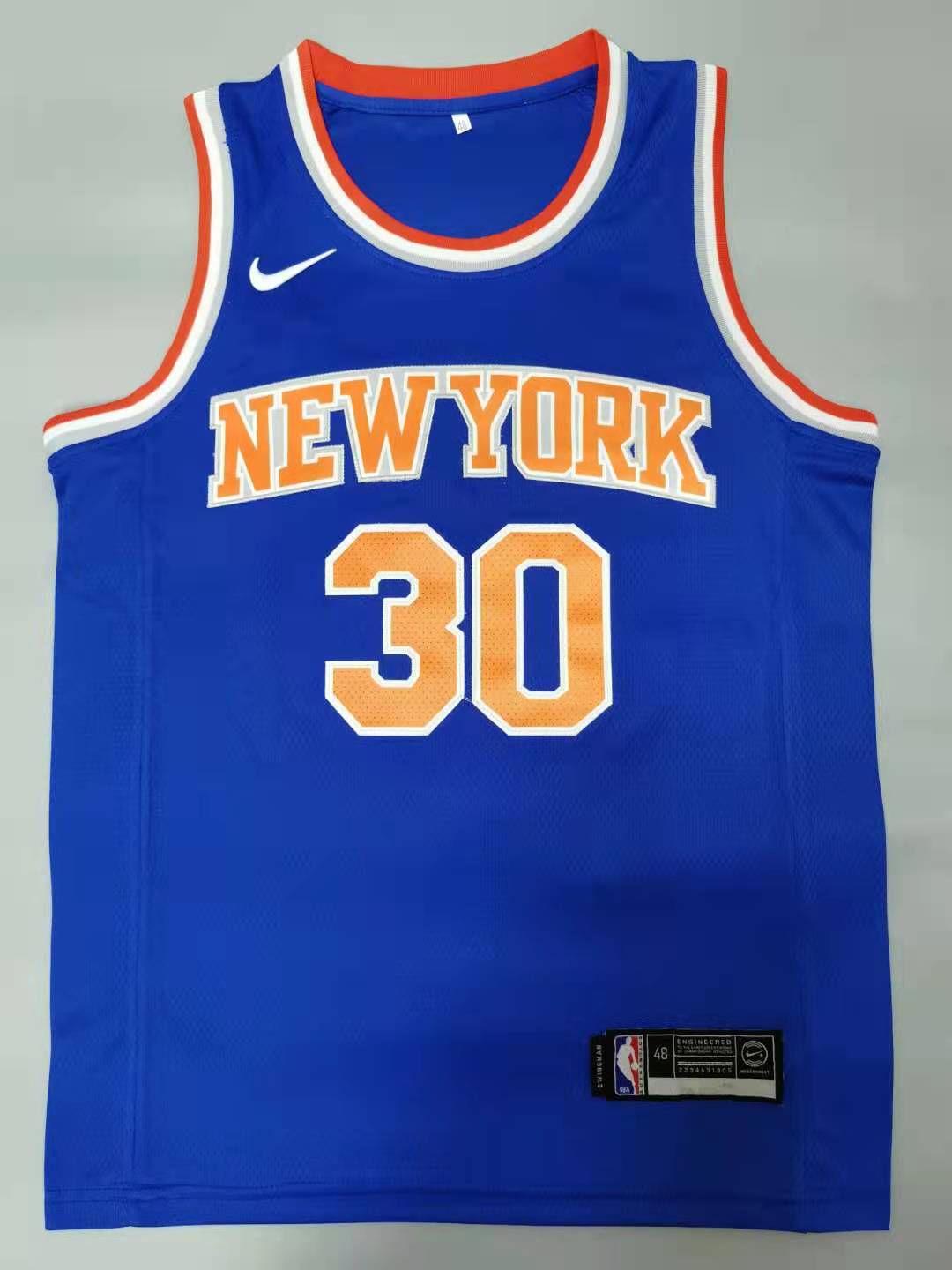Men New York Knicks #30 Randle Blue yellow 2021 Nike Game NBA Jersey
